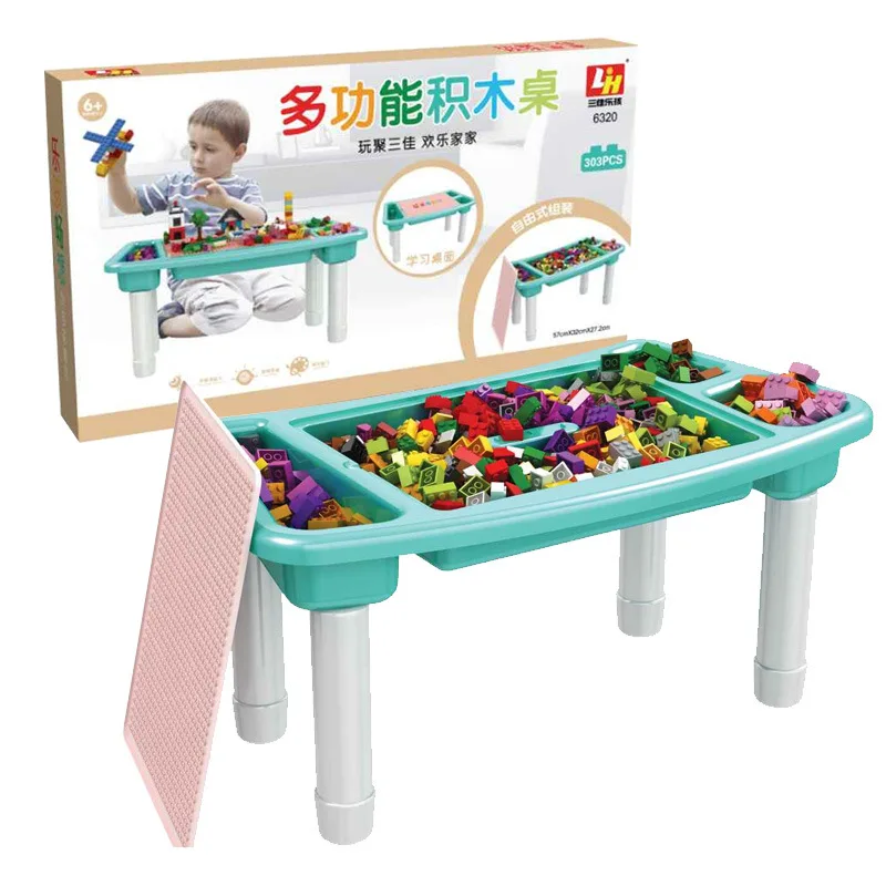 

Building Block Learning Table Fancy Toy Large Particle Early Education and Wisdom Assembled Building Block Table with Chair