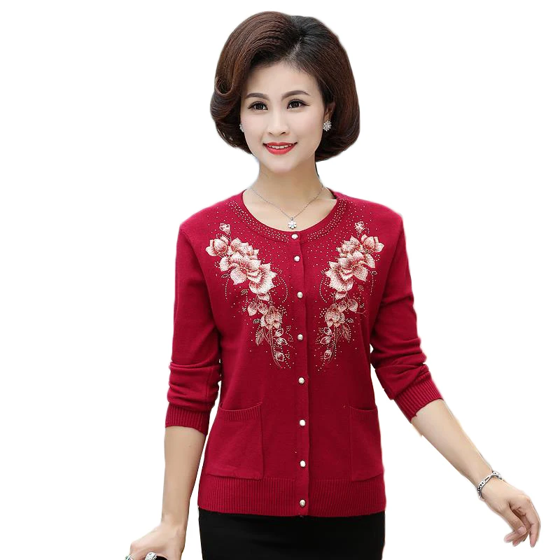 Женский вязаный свитер среднего возраста кардиган топы осень 2020 новое платье для