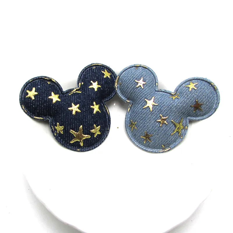 Mixed mickey 12 шт. блестящая джинсовая Звезда Сердце в форме Микки палочка мягкие аппликации для детский зажим для волос шляпа Декор Орнамент и аксессуары для одежды - Цвет: Mixed mickey