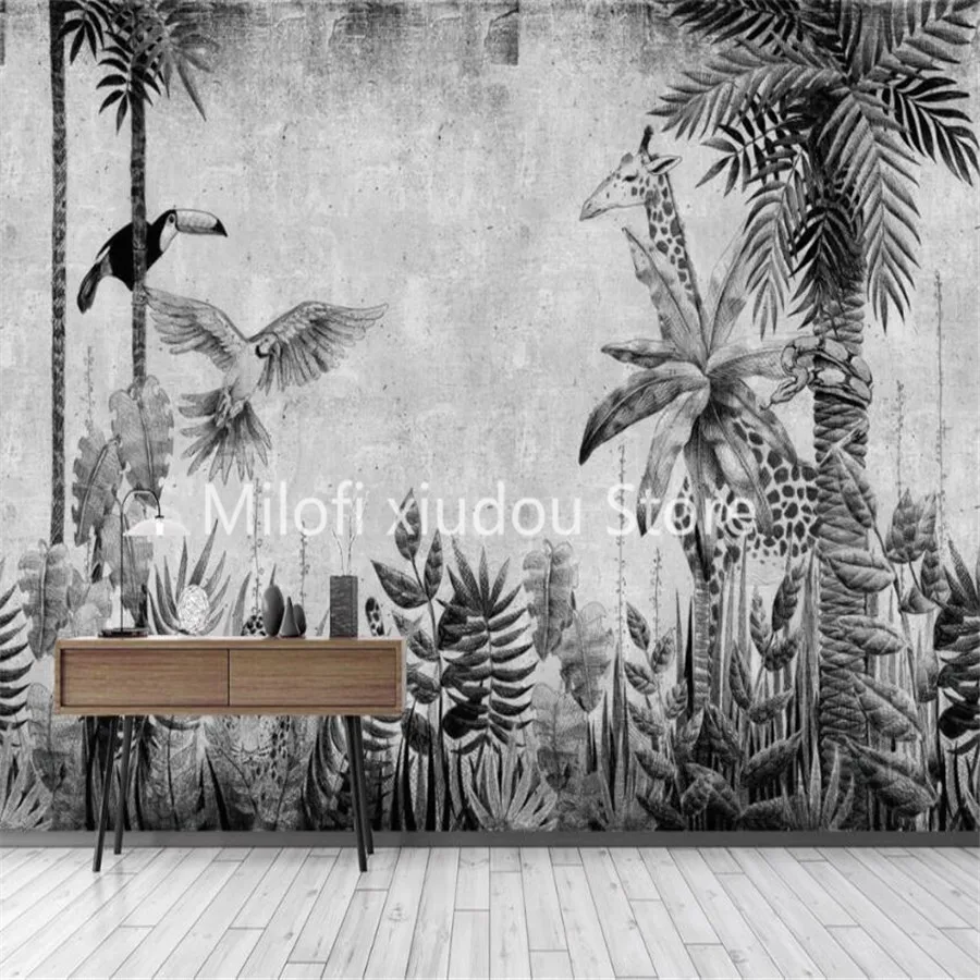 

Milofi custom 3D wallpaper mural medieval hand-painted tropical rainforest plants living room bedroom background wall decoration