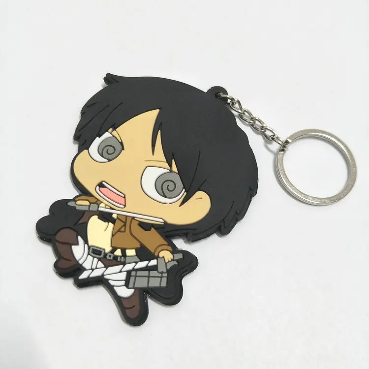 

Attack on Titan Keychain PVC soft rubber Key Chain Pendant Anime Accessories Cartoon Key Ring