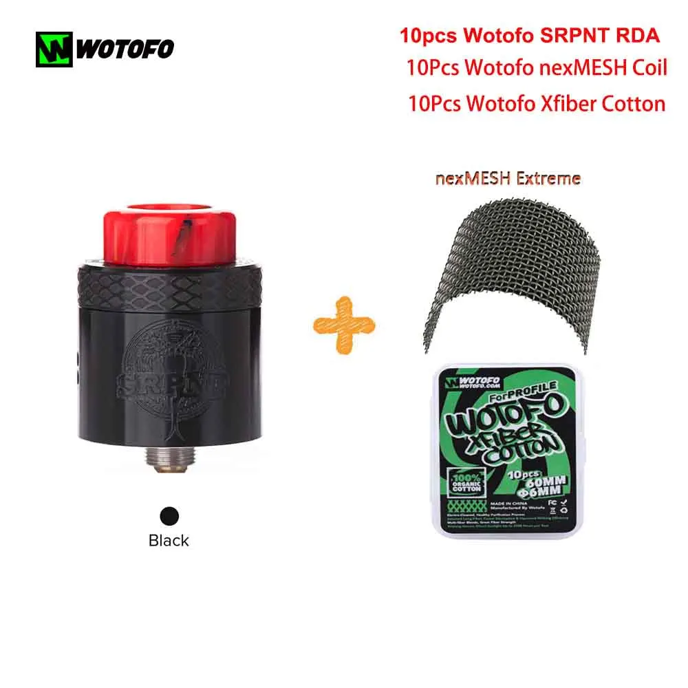 Новая оригинальная электронная сигарета Wotofo SRPNT RDA с 10 шт. хлопковых профилей