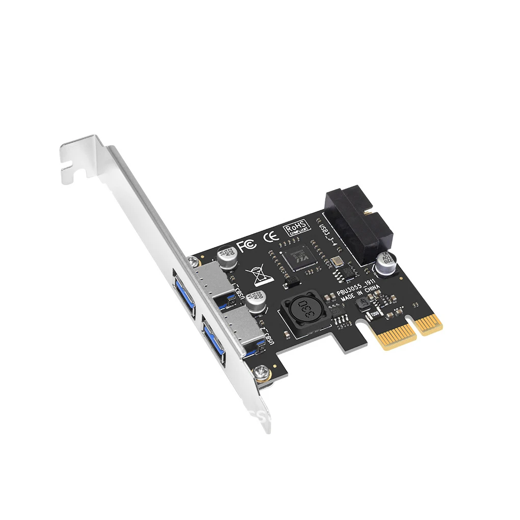 

Super speed PCI-E to USB 3.0 with 2 USB Ports PCI Express Expansion Card 19-Pin Power Connector support PCIE 1X 4X 8X 16X