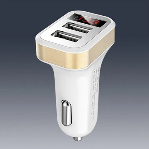 

Автомобильное зарядное устройство с 2 USB-портами и светодиодным экраном, 5 В, 2,4 А