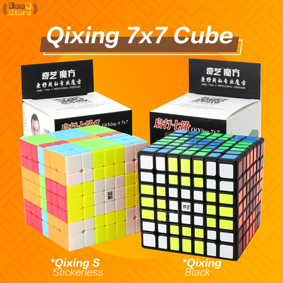 Qiyi Qixing 7x7x7 Cube Speed S 7x7 черный волшебный кубик без наклеек Профессиональный QixingS 7*7 Cubo