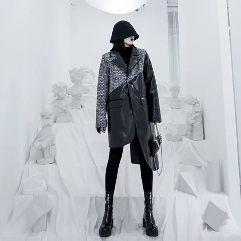 XITAO/парка в полоску из искусственной кожи модная новинка длинный рукав