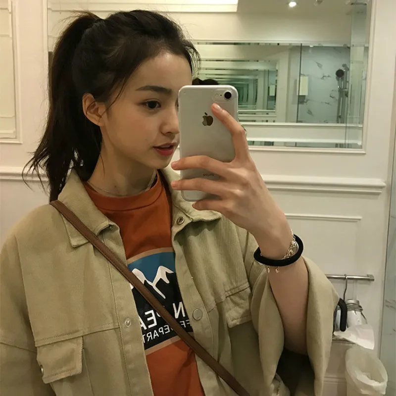 

Jackets Women Fashion Denim Trendy Elegant All-match Outwear Korean Style Pocket Leisure Daily Female Lovely Simple Solid Spring