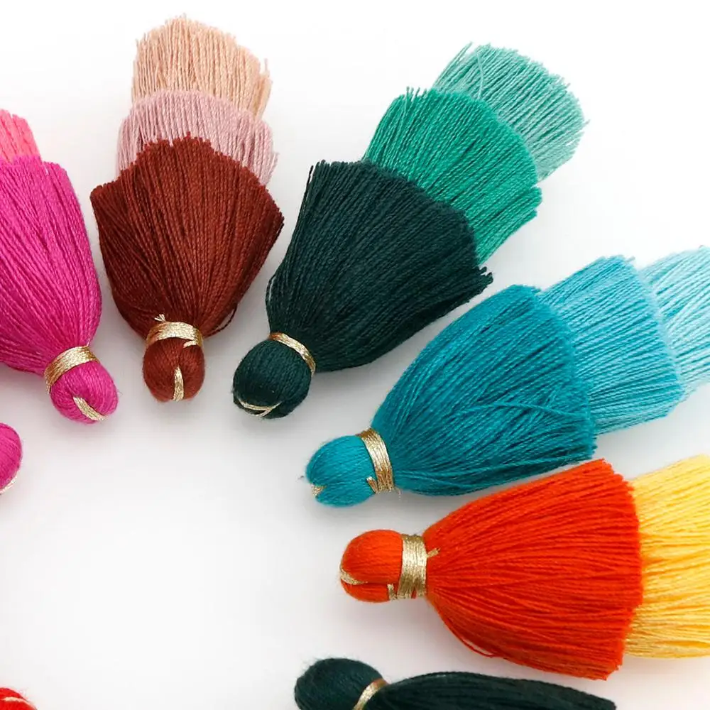 2 шт. 7 см трехслойная градиентная хлопковая нить кисточка для брелока подвесная