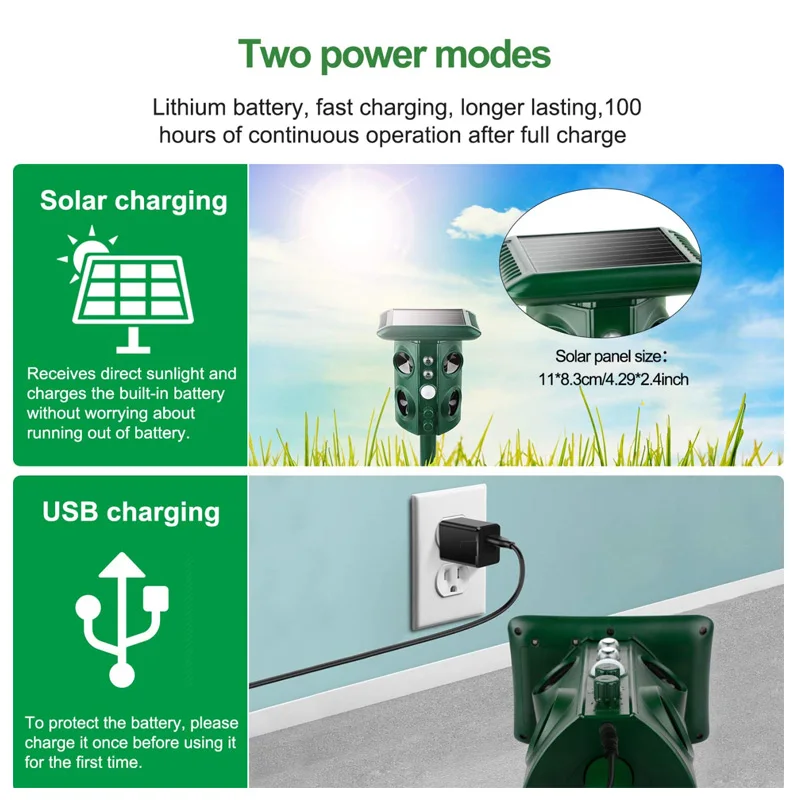 

Solar Mole Snake Repeller Ultrasonic Vibrating Repellent Sonic Pest Repeller Deterrent In Stock