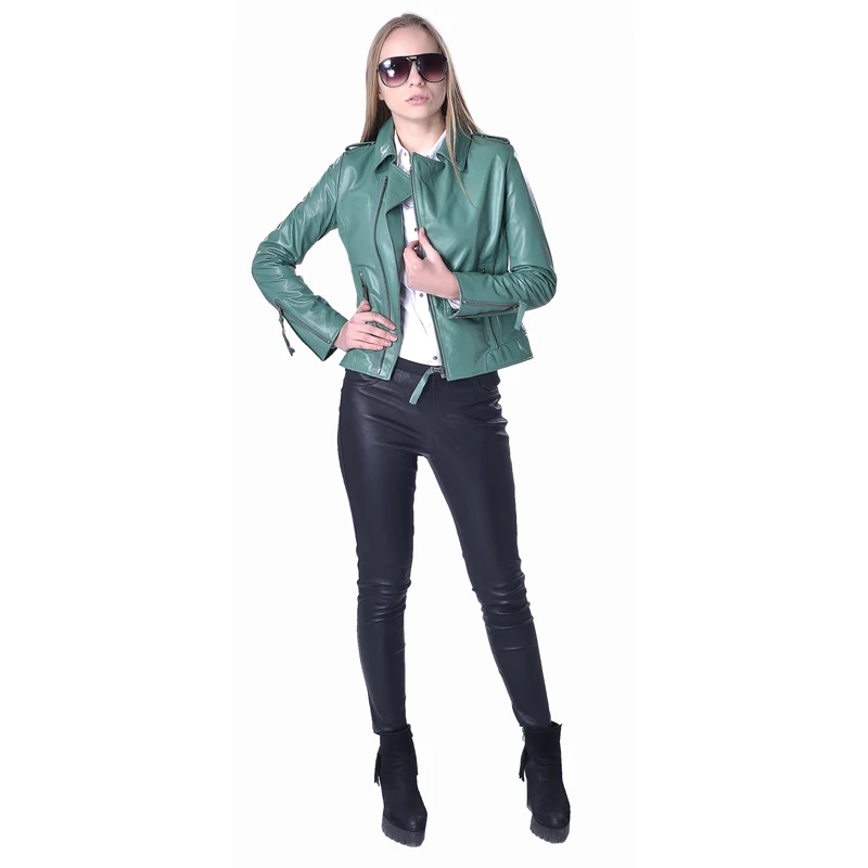 Фабричная женская куртка из натуральной овчины 5 видов цветов модное приталенное