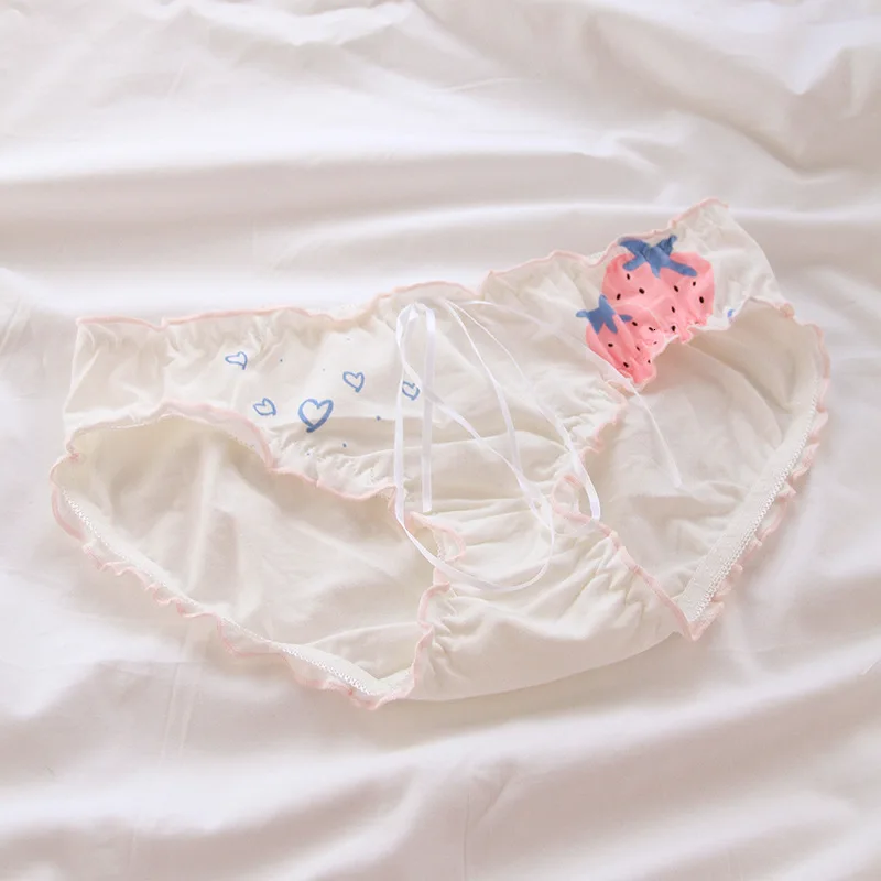 Трусы женские SP &amp CITY с принтом в виде клубники хлопковое нижнее белье оборками