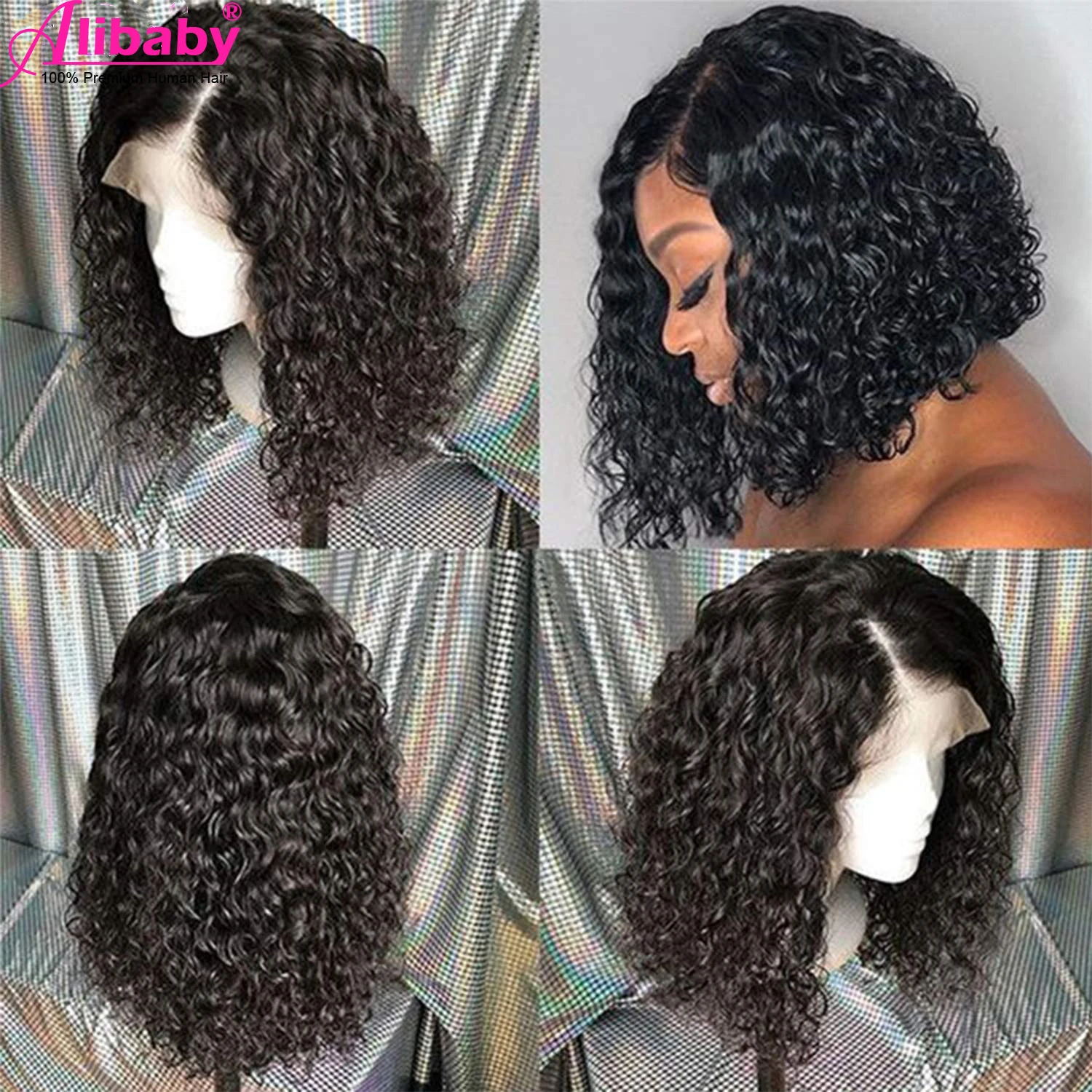 Murah Pendek Keriting Rambut Manusia Wig Brasil Rambut Keriting Bob Wig Remy Pixie Cut Wig Rambut Manusia Bob 13X4 Renda Depan Penutupan Wig Untuk Wanita