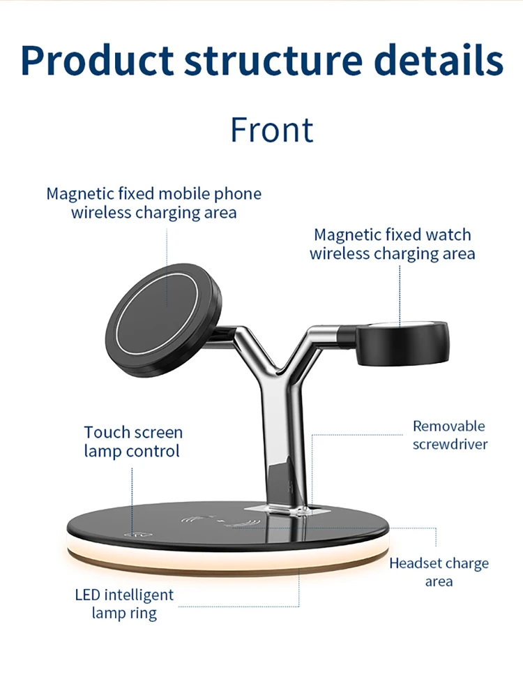 

15W 3 in 1 Magnetic Wireless Charger For iPhone 12 Pro Max 12 Mini Fast Charging Station For Apple Watch Airpods Pro