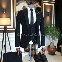 2022 formal business men suit 3 pieces male jacket custom fashion groom wedding suit tuxedo peak lapel blazer vest pants