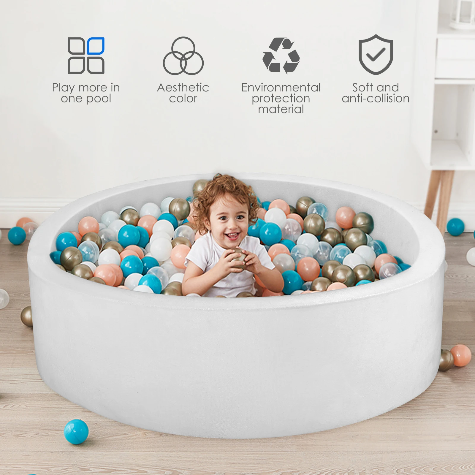 

Soft Sponge Deluxe Kids Round Ball Pit Pool Portable Baby Playground Playpen Tent Ball Pool Baby Dry Pool Home Decoration