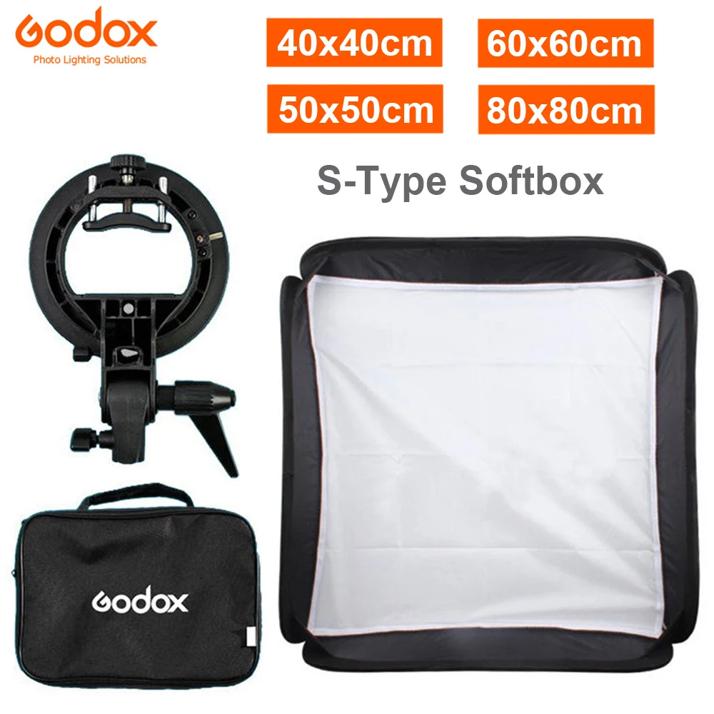 GODOX 40x40cm / 50x50cm 60x60cm 80x80cm софтбокс с s образным Тип кронштейн стабильный Bowens