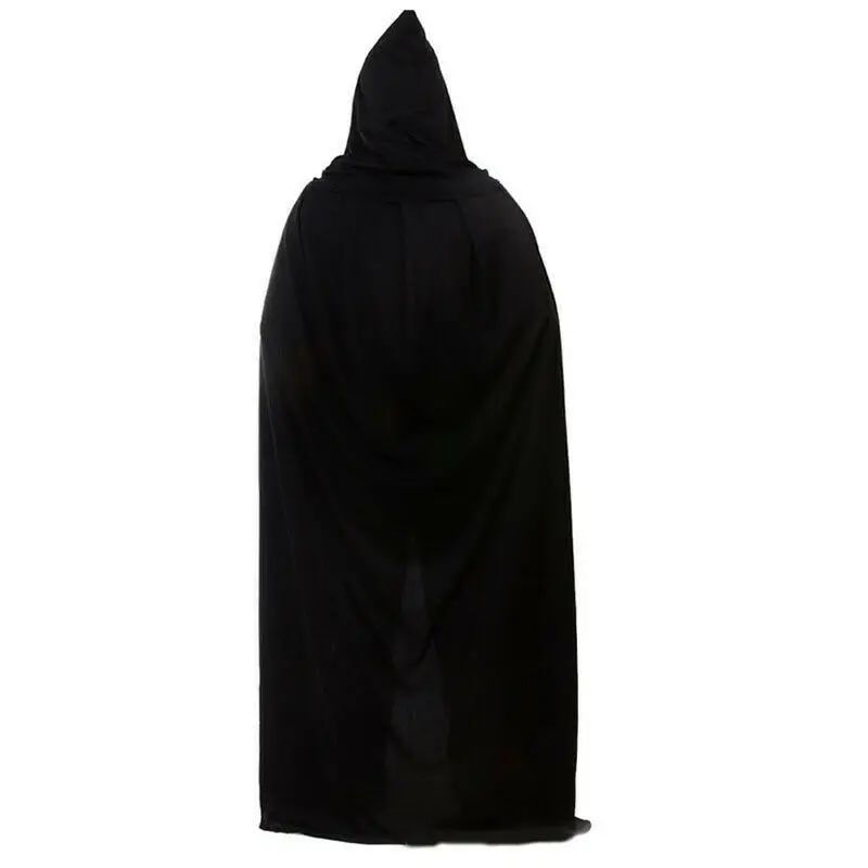 

Halloween Costumes Black Black Hooded Cloak Scary Cosplay Long Black Cloak