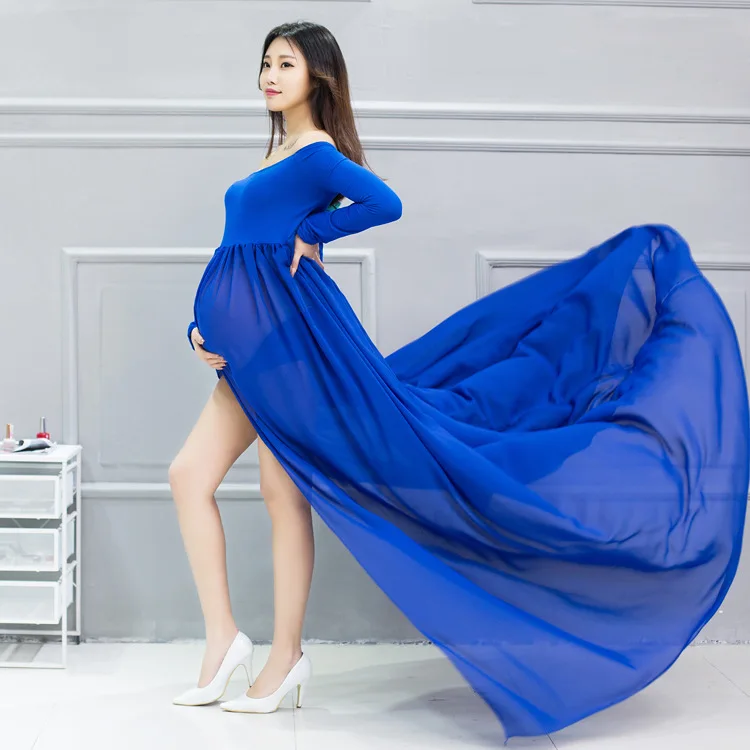 Сексуальные Платья для беременных реквизит фотосессии разрез спереди платье