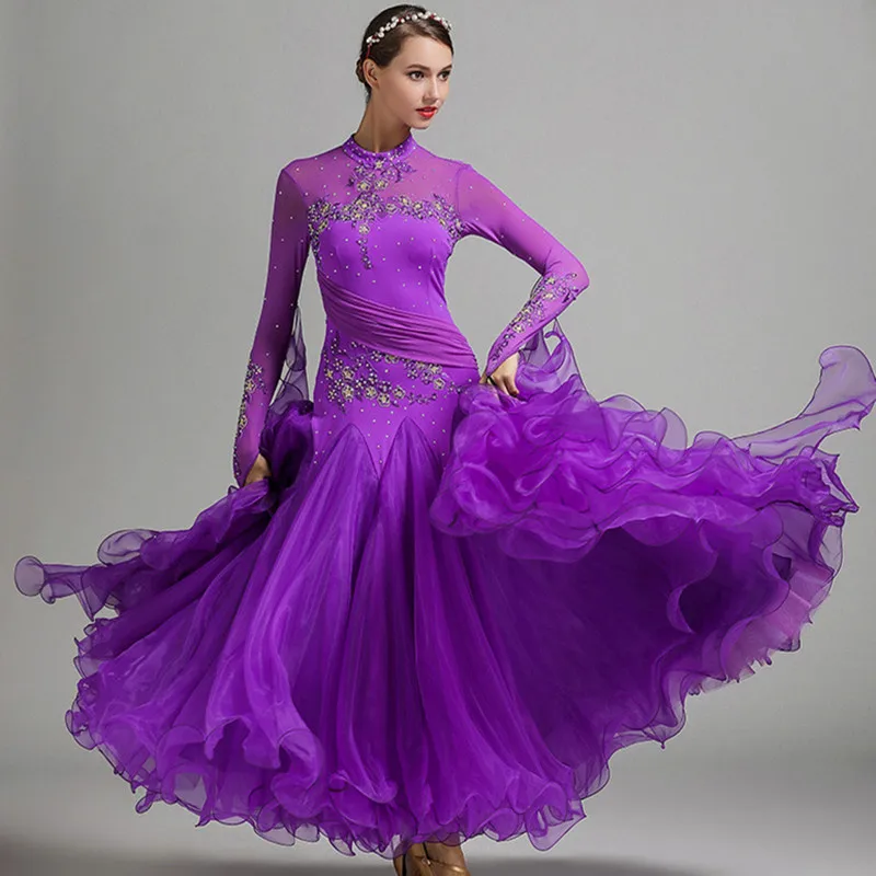 

Ballroom Dance Competition Dresses Women Waltz Dance Dress Fringe Standard Ballroom Dress Foxtrot Luminous Costumes Rumba Dress