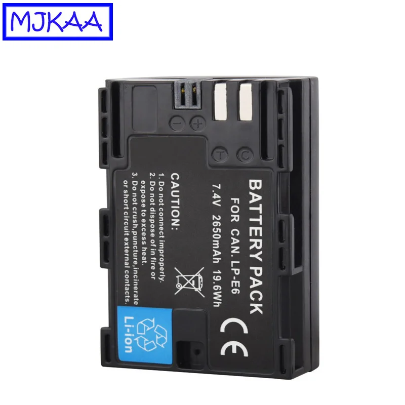 MJKAA LP-E6 2650 мАч 7 4 В 19.6Wh литий-ионный аккумулятор для цифровой камеры EOS 5D Mark II III 6D 7D