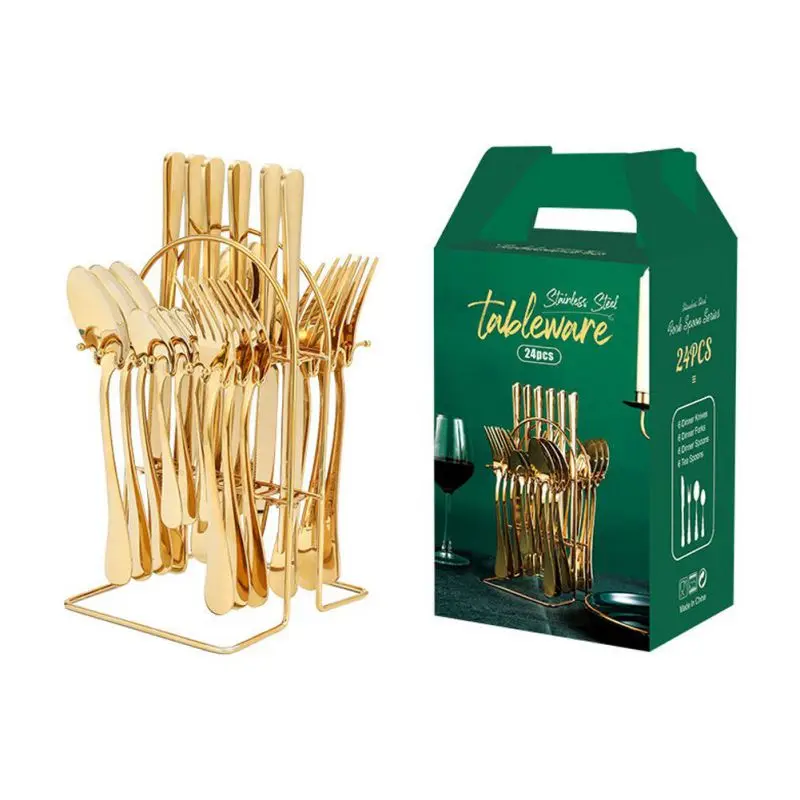 

Stainless Steel Knives Fork Spoon Rack Cutlery Set Home Hotel Tableware Kitchen Flatware Sets Supplies