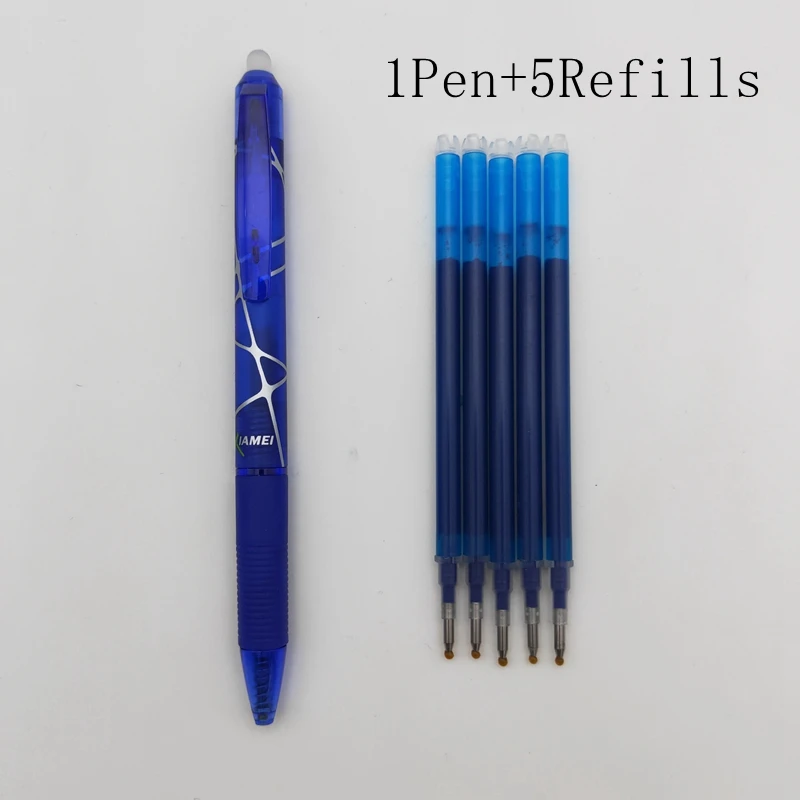 Darkblue 1pen5refill Xiamei 0,5 мм стираемая ручка Канцтовары гелевая ручка Волшебная стираемая чернильная ручка Канцтовары Школьные принадлежности 8 цветов Сменные заправки - Цвет: Darkblue 1pen5refill