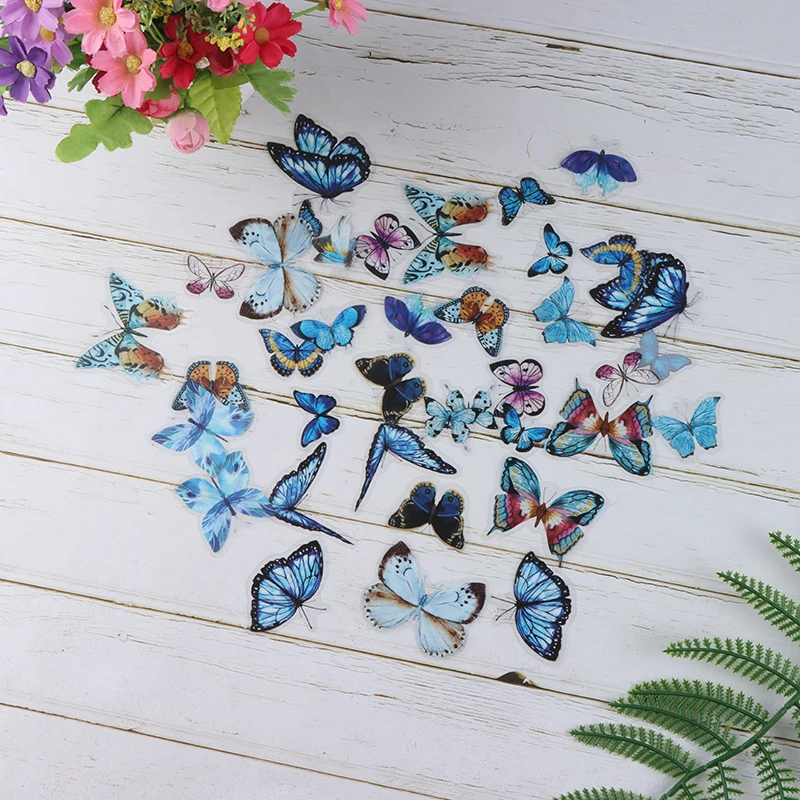 

40Pcs/lot 8 Designs Butterfly Deco Stickers Scrapbooking Bullet Journal Toy Plant Deco Album DIY Stationery Sticker Hand Account