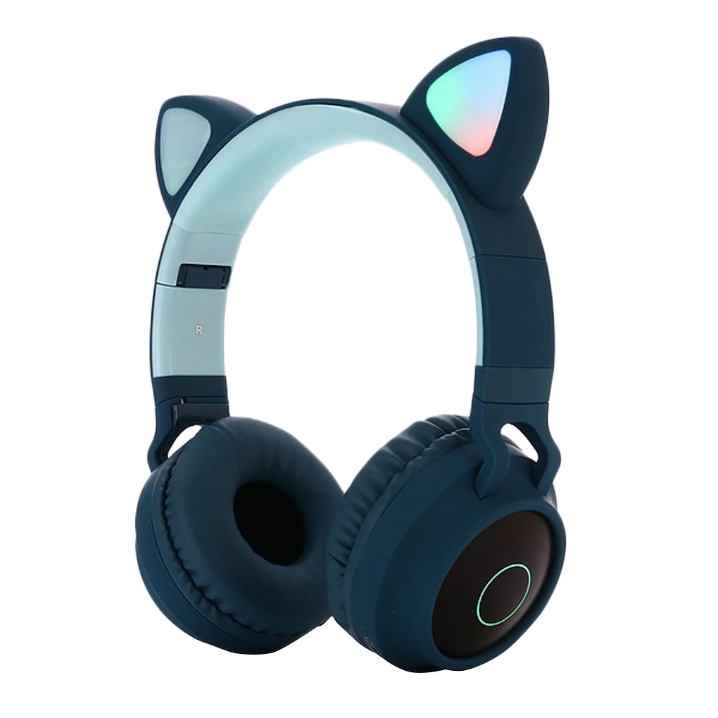

Cute Ear Bluetooth 5.0 Headphone Noise Cancelling LED Headset 3.5mm with Microphone
