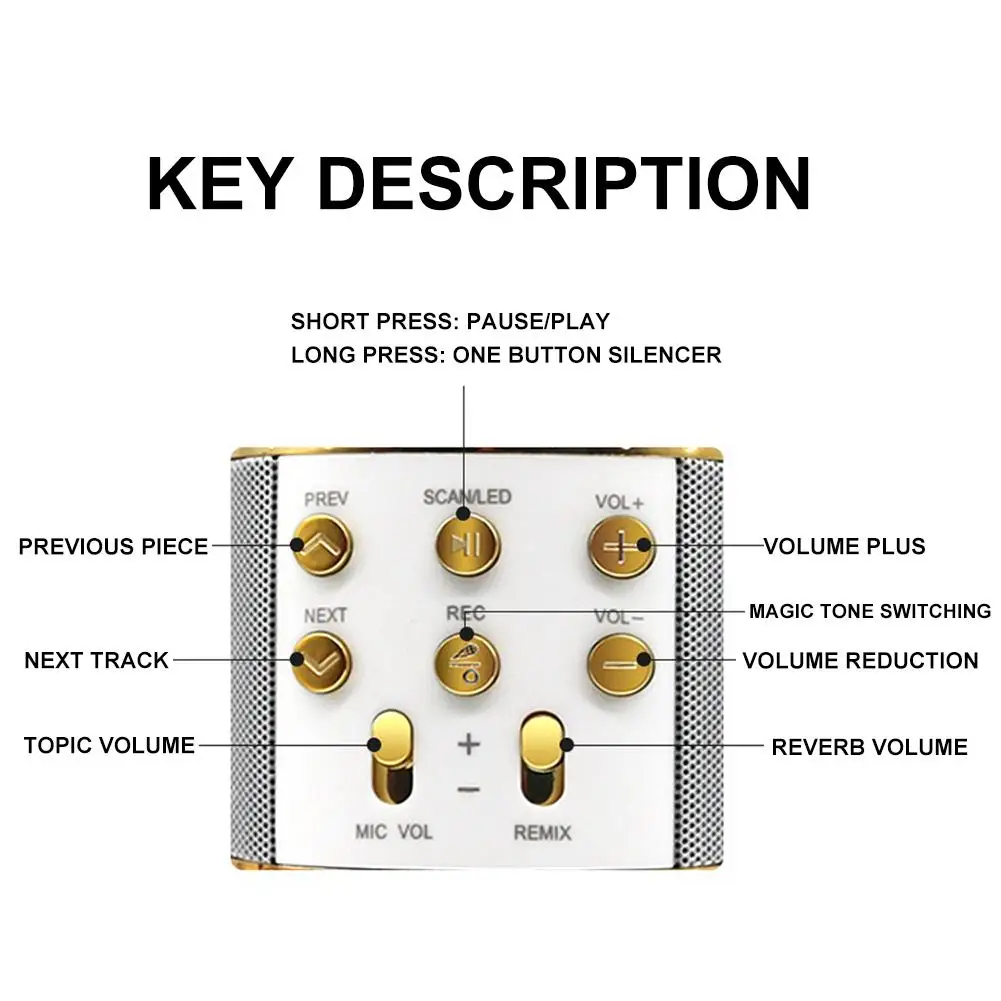 WS 858L караоке Bluetooth микрофон Поддержка записи песни Micro USB порт портативный беспроводной микрофон с мигающими огнями