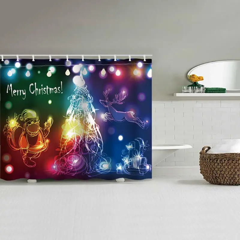 

christmas printed bath screen shower curtain for the bathroom waterproof polyester fabric bath curtains home decoration