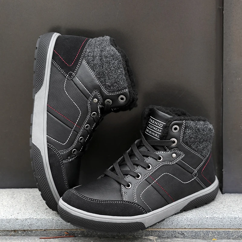 Зимняя мужская обувь для бега с мехом высокие зимние сапоги уличная плюшевая