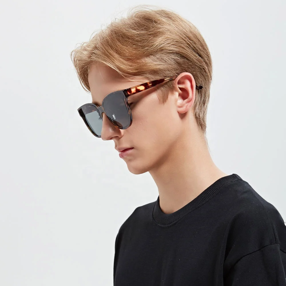 Мужские солнцезащитные очки с логотипом на заказ черные Большие поляризационные