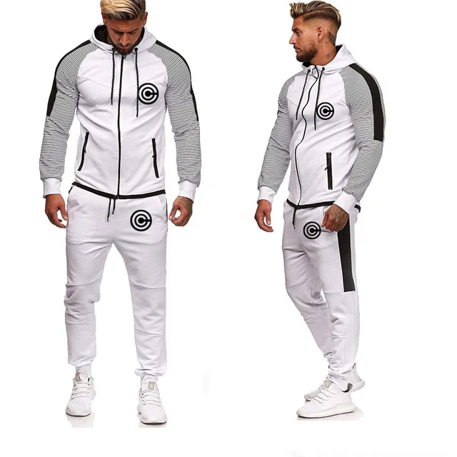 Hoodies Men Sport Sets for Anime Dragon Ball Z Streetwear CAPSULE CORP。 Print Brand Clothes Hoodies+Pants Men's Suit 2Pcs T |