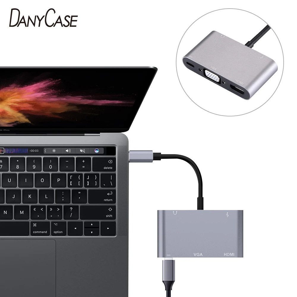 

USB-концентратор 5 в 1 с 5 портами HDMI 4K VGA 3,0 мм