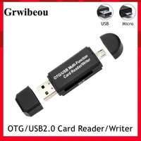grwibeou 2 in 1 otgusb2 0 multi function card readerwriter for usb micro sd adapter flash drive smart memory card reader