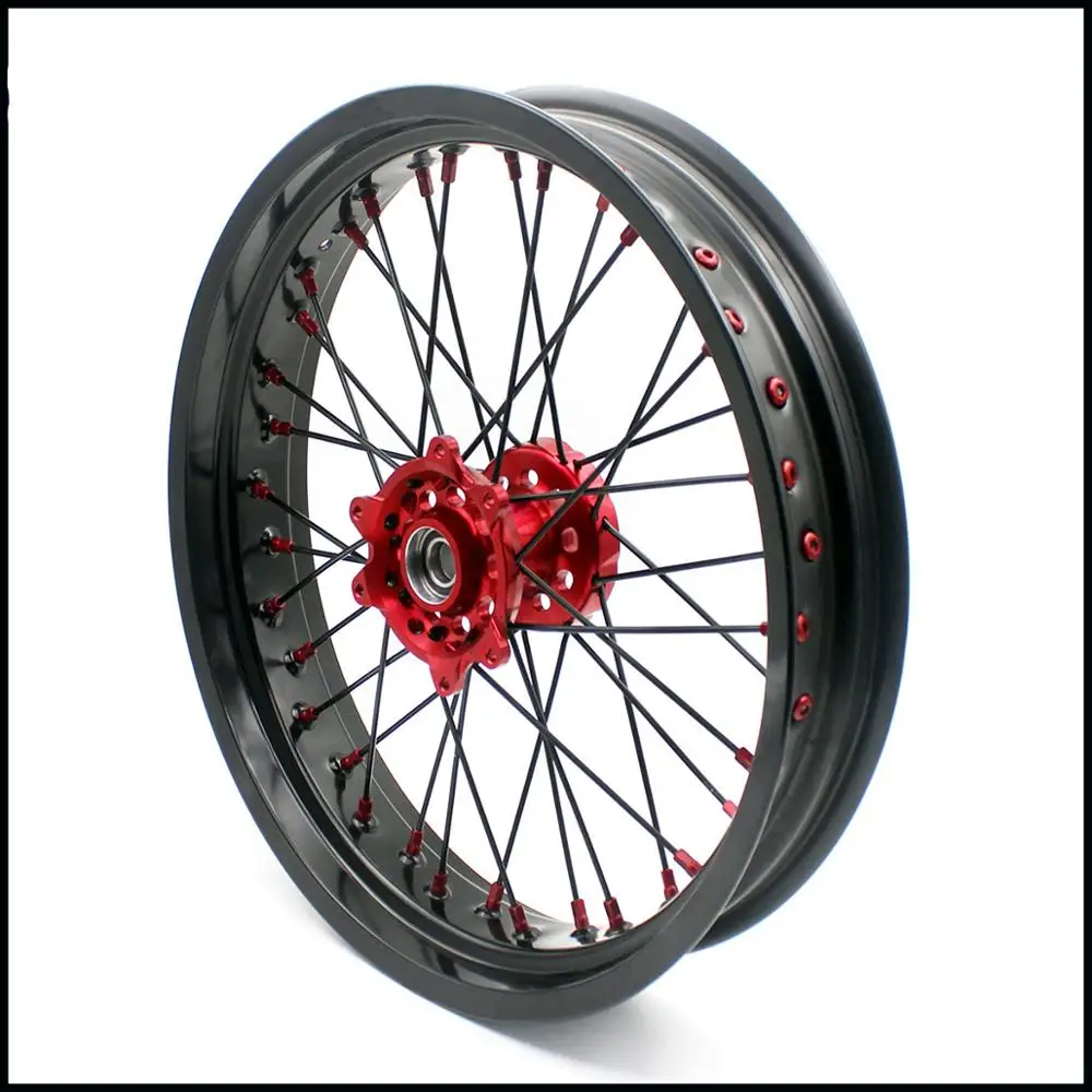 KKE 3 5/4 25 крученые диски Supermoto для HONDA CRF250R 2014-2021 CRF450R 2013-2020 красная соска черная спица