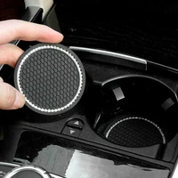 2pcs non slip car water cup pad diamond rhinestone mats for bottle holder coaster auto interior anti skid cup holders 7cm