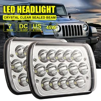 car headlight h4 5x7 square 45w 15led high lumen 7 inch 6000k white driving lights hilo beam waterproof for jeep truck