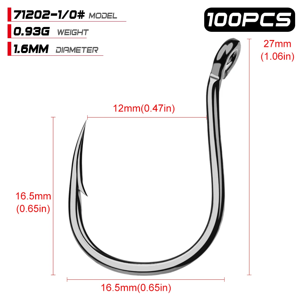

100pcs Octopus Fishing Hooks Strong high carbon steel Barbed Single Hook Fishing Accessories Tackle for Seawater Fishhook