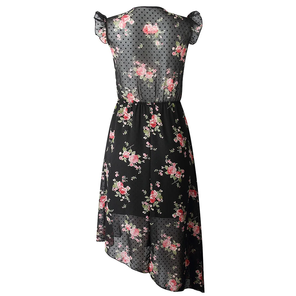 Летнее цветочное платье для женщин Двухслойное кружевное женское с оборками без