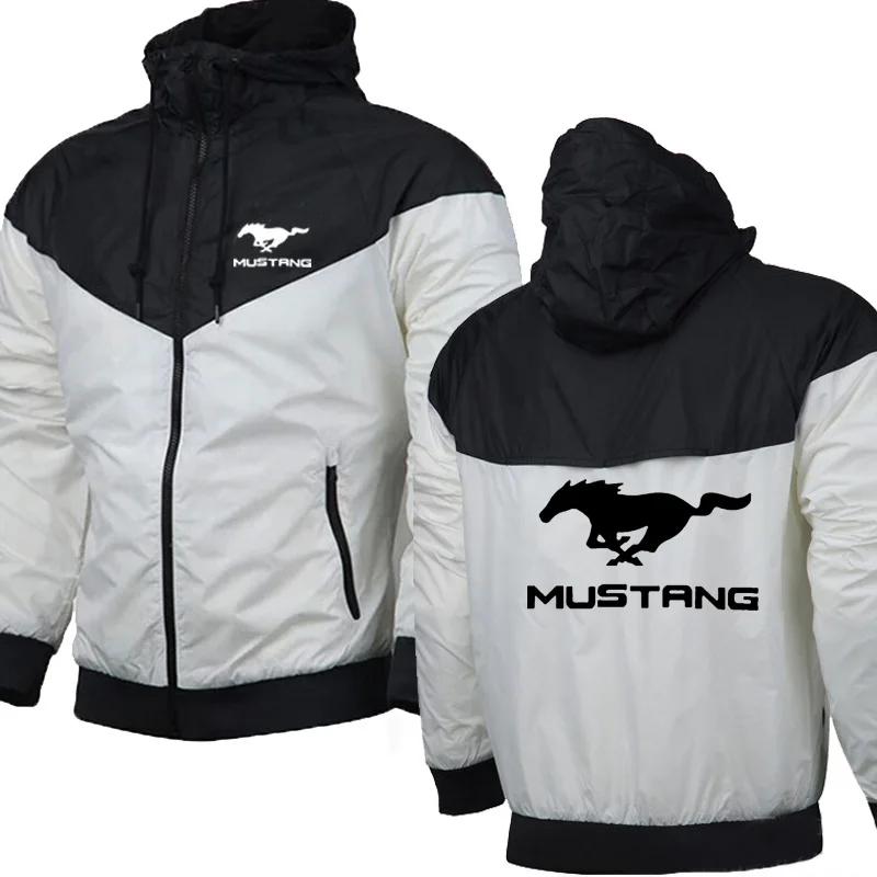 

Мужские куртки с логотипом машины Mustang, Мужская весенне-осенняя толстовка, Повседневная модная толстовка, куртка на молнии, мужские топы, од...