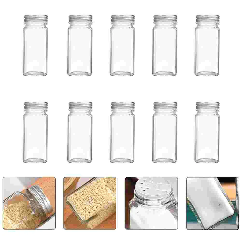 

10pcs Transparent Condiment Jars Kitchen Seasoning Canisters for Restaurant