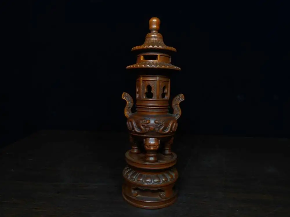 

wedding decoration Chinese boxwood wood carving dragon pattern incense burner Gossip Incense Burner