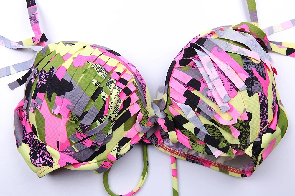 

Women's swimsuit 2020 Sexy Mini Micro Thong Bikini Push Up Bandage Brazilian Tassel Bathing Suit Two Piece Swimwear Dropshipping