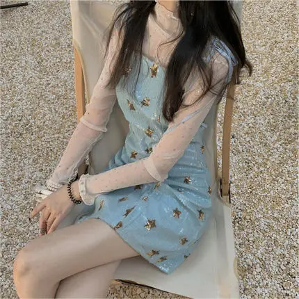 

NEW Dress women's loose and comfortable package hip sexy versatile show thin nightclub bar wear temperament lace