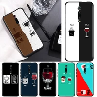 silicone black cover coffee wine cup for xiaomi redmi k40 k30i k30t k30s k20 10x go s2 y2 pro ultra phone case