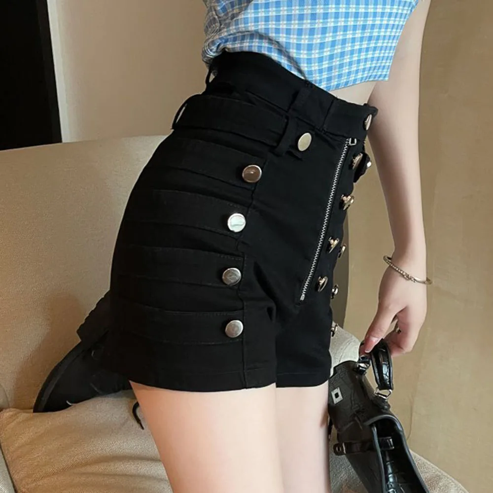 

2021 Summer Fashion Shorts Casual High Street Designer Creative Hipster Breasted Solid Color Cowboy High Waist