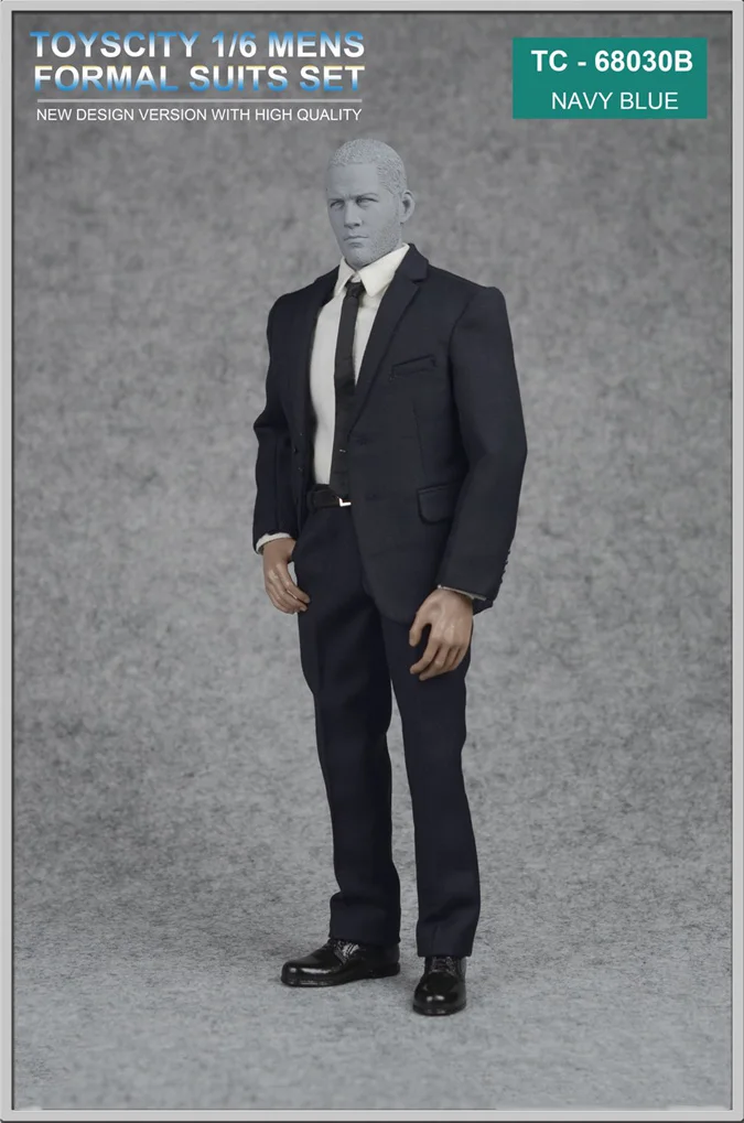 

1/6 Scale Male Figure Accessory TC-68030B Navy Blue Men's Formal Suits Set & Shoes for 12 inches Male Action Figure