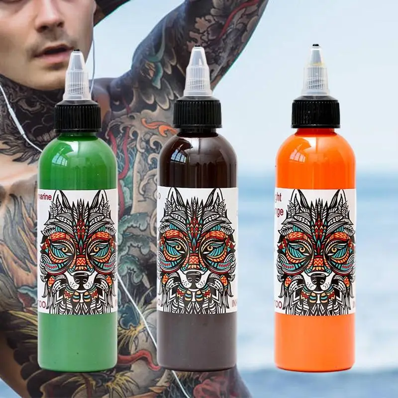

120 мл/бутылка профессиональные чернила для татуировок с натуральными растениями безопасные полуперманентные краски для татуировок принад...