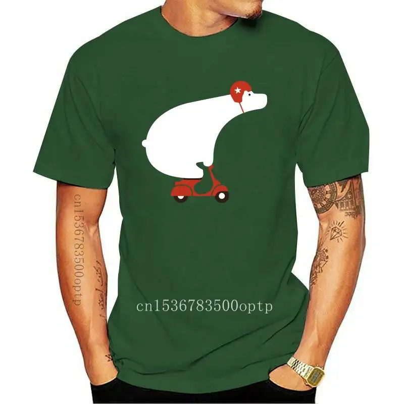

New polar bear on scooter T Shirt Casual Clothing For Men Greatest Fitness Short Sleeve Printed Tee Shirt Plus Size Homme